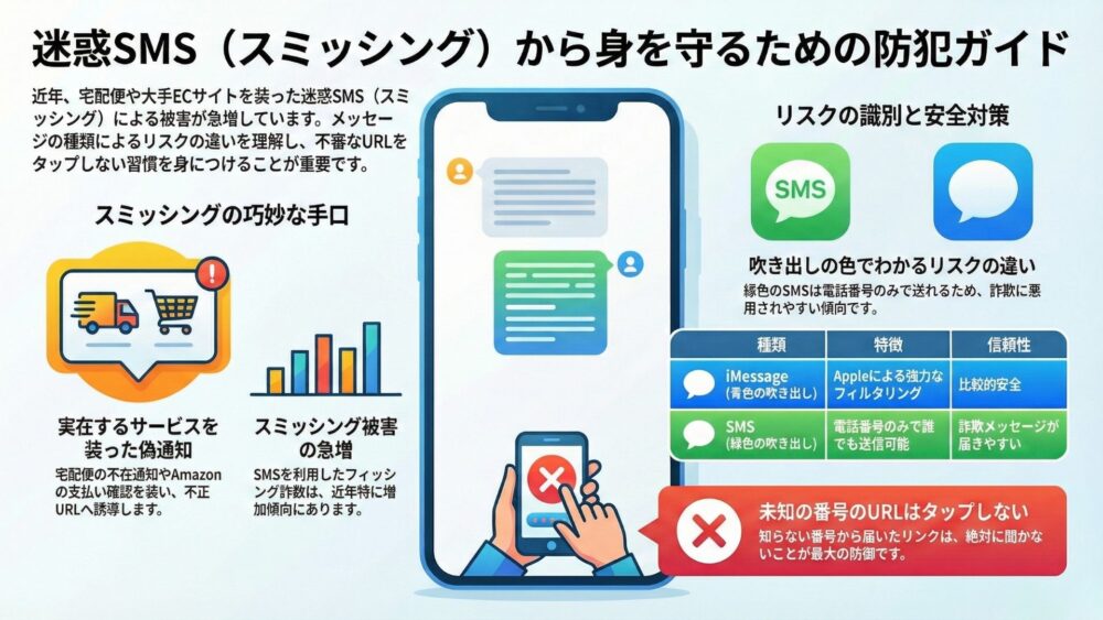 iMessage・SMS・MMSは何が違う?特徴や文字数、料金の違いについて %E8%BF%B7%E6%83%91%EF%BC%B3%EF%BC%AD%EF%BC%B3%E3%81%8B%E3%82%89%E8%BA%AB%E3%82%92%E5%AE%88%E3%82%8B%E9%98%B2%E7%8A%AF%E3%82%AC%E3%82%A4%E3%83%89 1 - iMessage・SMS・MMSは何が違う?特徴や文字数、料金の違いについて