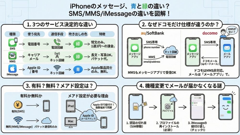 iMessage・SMS・MMSは何が違う？特徴や文字数、料金の違いについて