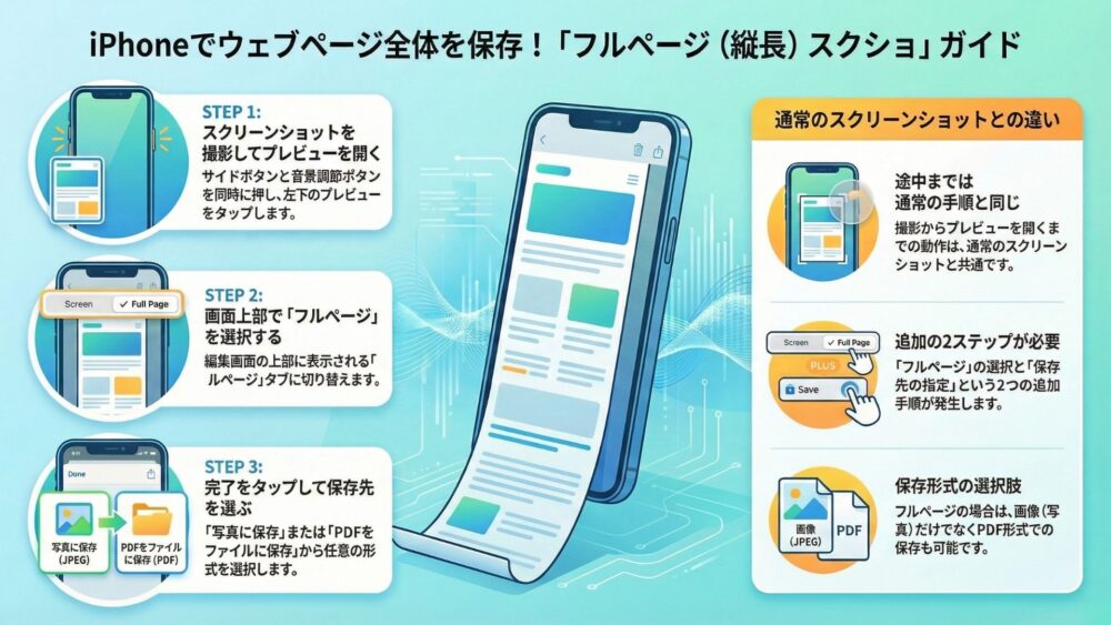 iPhoneでフルページ(縦長)スクリーンショットができない原因と対処法のすべて %E3%83%95%E3%83%AB%E3%83%9A%E3%83%BC%E3%82%B8%E3%82%B9%E3%82%AF%E3%82%B7%E3%83%A7%E3%81%8C%E3%81%84%E3%81%A9 - iPhoneでフルページ(縦長)スクリーンショットができない原因と対処法のすべて