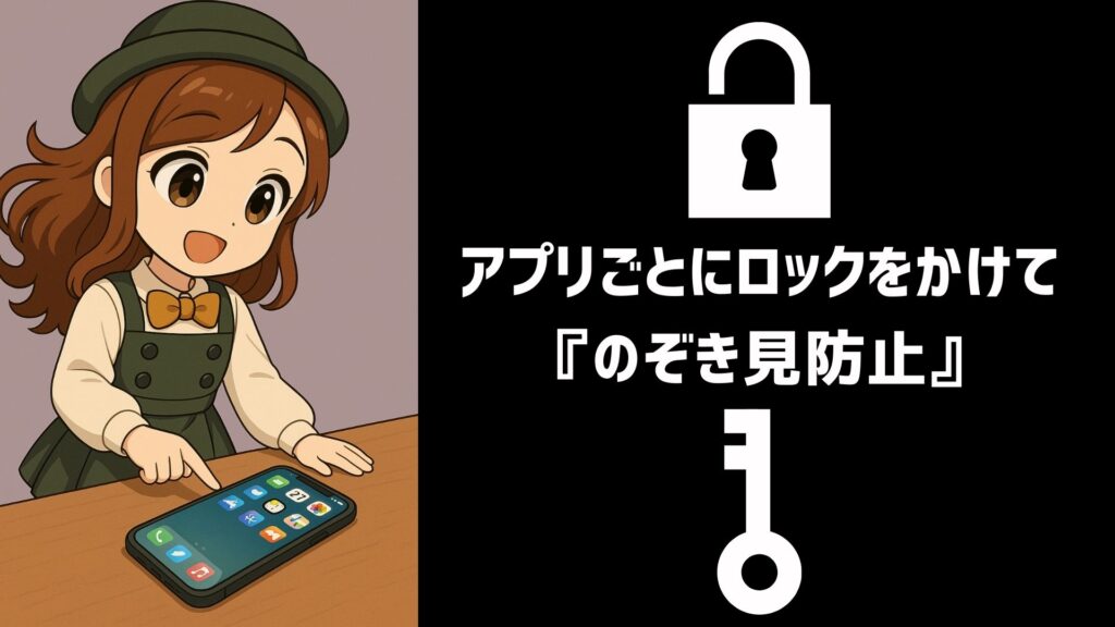 のぞき見防止はiPhoneだけで可能?設定は?おすすめフィルム・取り外せるアイテムも紹介! %E3%82%A2%E3%83%97%E3%83%AA%E3%81%94%E3%81%A8%E3%81%AB%E3%82%8D%E3%81%A3%E3%81%8F%E3%82%92%E3%81%8B%E3%81%91%E3%82%8B 1024x576 - のぞき見防止はiPhoneだけで可能?設定は?おすすめフィルム・取り外せるアイテムも紹介!