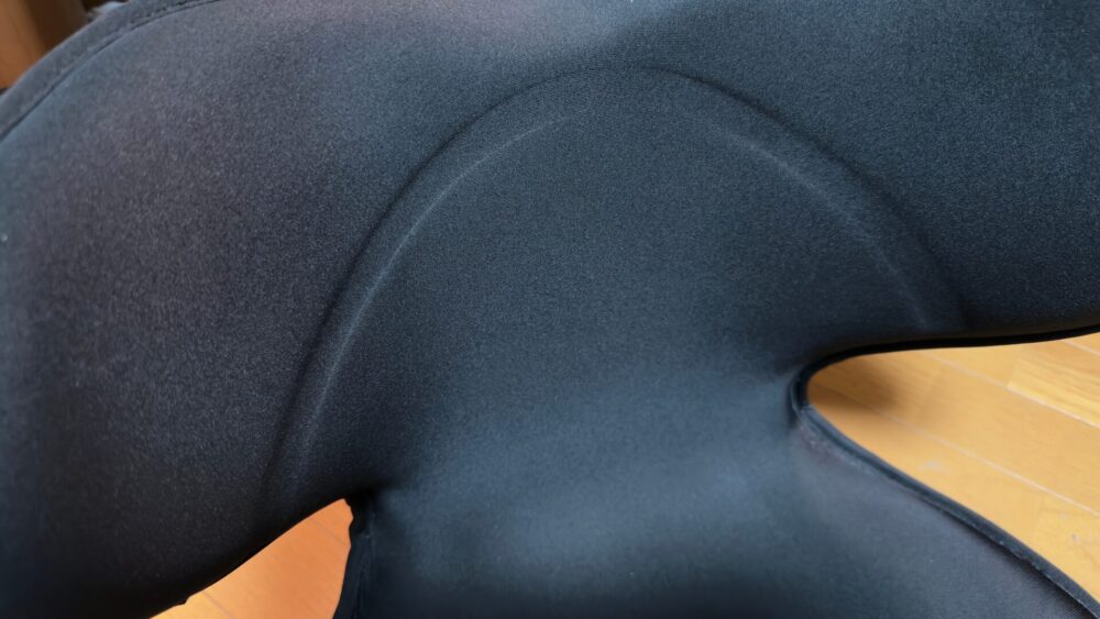 背もたれ部分アップ。円形のラインが1本入っています。