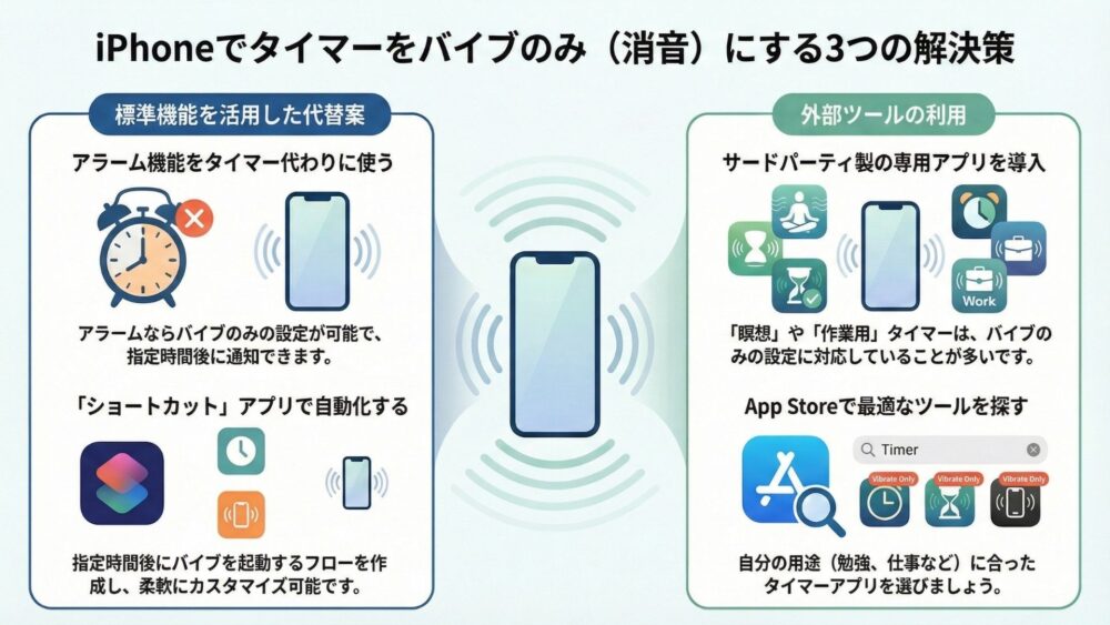 iPhoneタイマー|アラームをバイブのみにする方法はある?できない時の代替策も解説 %E3%80%90iPhone%E3%82%BF%E3%82%A4%E3%83%9E%E3%83%BC%E3%80%91%E3%82%92%E3%83%90%E3%82%A4%E3%83%96%E3%81%AE%E3%81%BF%E3%81%AB%E3%81%99%E3%82%8B%E8%A7%A3%E6%B1%BA%E7%AD%96 - iPhoneタイマー|アラームをバイブのみにする方法はある?できない時の代替策も解説