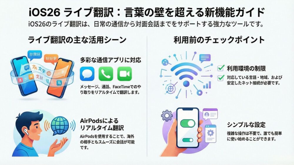 【iPhone】AirPods Pro3の『ライブ翻訳』日本語完全ガイド 言葉の壁を超える新機能ガイドライブ翻訳 - 【iPhone】AirPods Pro3の『ライブ翻訳』日本語完全ガイド