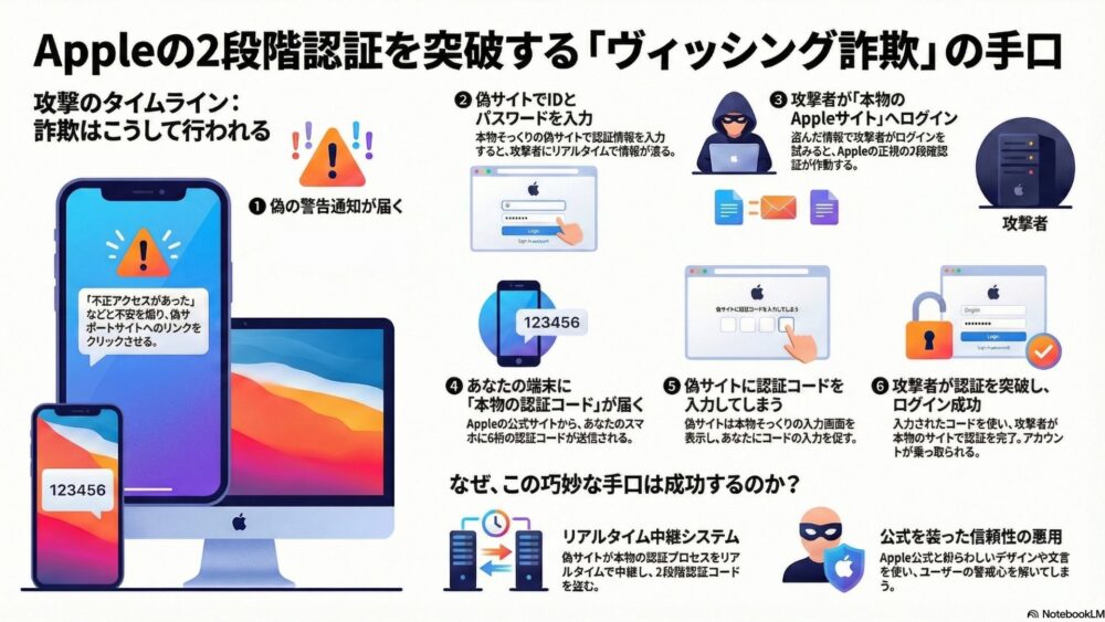 AppleIDを自ら渡す！巧妙な2段階認証突破詐欺とは？ 1 - Appleの2段階認証でも突破される？今急増している「ヴィッシング詐欺」の正体と対策