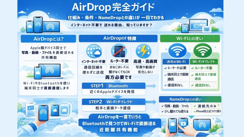 iphone のコピー 2 - AirDropの使い方100%完全ガイド｜仕組み・必要条件・通信料・NameDropとの違いまで徹底解説