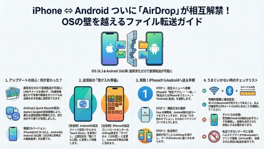トップ改造 【2026年最新】iPhoneからAndroidへAirDropで送る方法!公式連携の使い方と注意点 - トップ改造