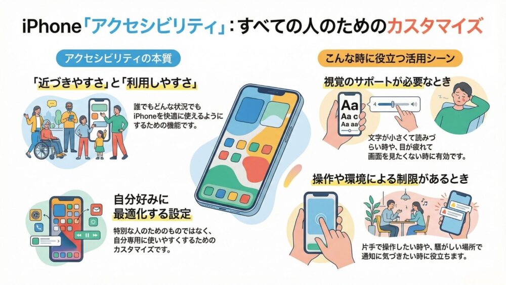 iPhoneの「アクセシビリティ」とは結局何なの?初心者にも便利な機能と設定方法を解説 %E3%82%A2%E3%82%AF%E3%82%BB%E3%82%B7%E3%83%93%E3%83%AA%E3%83%86iPhone 3 - iPhoneの「アクセシビリティ」とは結局何なの?初心者にも便利な機能と設定方法を解説