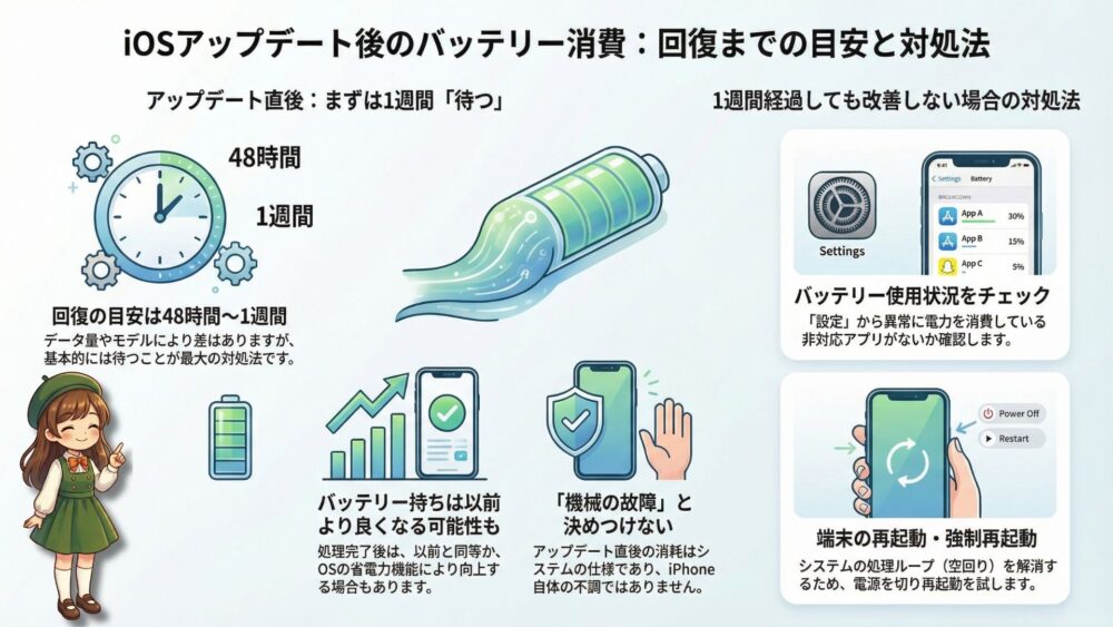 iPhoneアップデート直後にバッテリーが急激に減る4つの理由と対処法【いつまで続く? iOSアプデ直後バッテリー 2 - iPhoneアップデート直後にバッテリーが急激に減る4つの理由と対処法【いつまで続く?