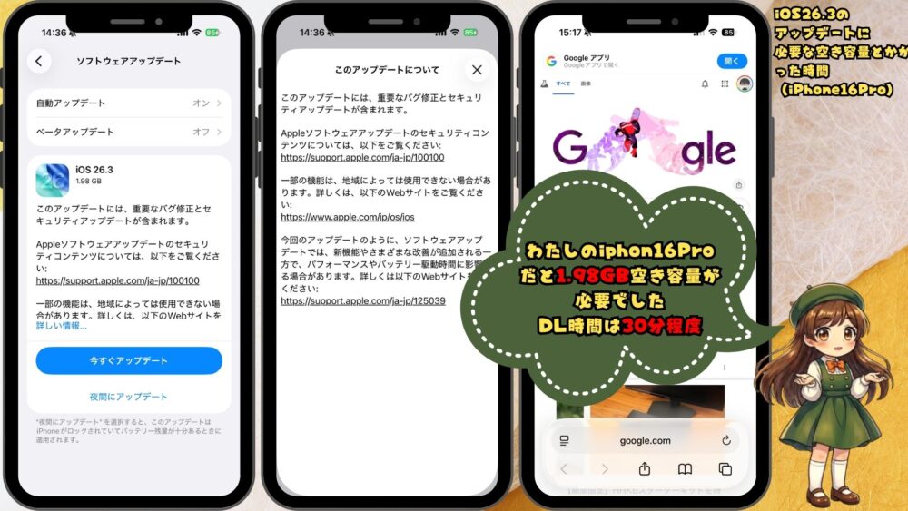筆者のiPhone16Proの実際の画面