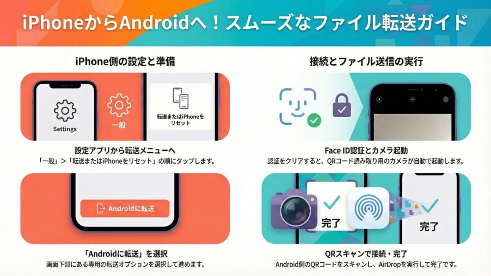 【2026年最新】iPhoneからAndroidへAirDropで送る方法!公式連携の使い方と注意点 iPhone→AndroidへQRコードをスキャンしてAir泥 - 【2026年最新】iPhoneからAndroidへAirDropで送る方法!公式連携の使い方と注意点