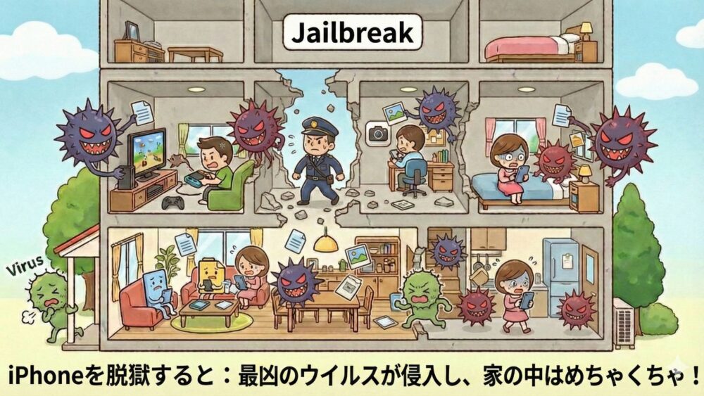 違法な脱獄をすると、自前のサンドボックスが崩壊し収拾がつかなくなる