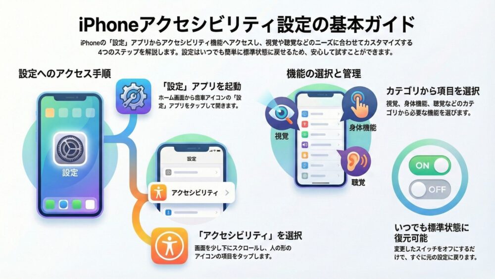 アクセシビリテiPhone 2 - iPhoneの「アクセシビリティ」とは結局何なの？初心者にも便利な機能と設定方法を解説