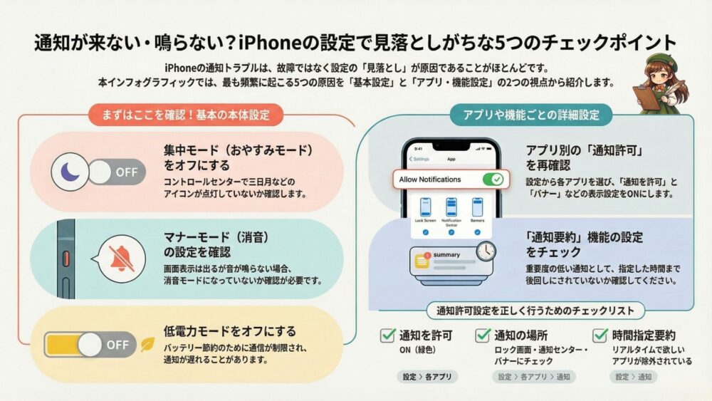 【完全網羅】iPhoneの通知が来ない・鳴らない!全原因と解決策を徹底解説 iphone 通知 1 - 【完全網羅】iPhoneの通知が来ない・鳴らない!全原因と解決策を徹底解説